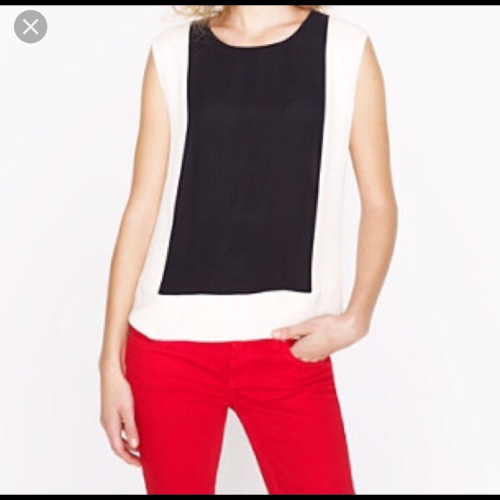 J Crew black and ivory top, barely worn